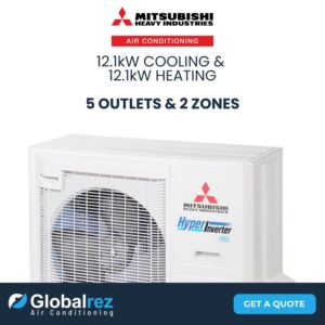 Mitsubishi Air Conditioning: 5 outlets & 2 zones